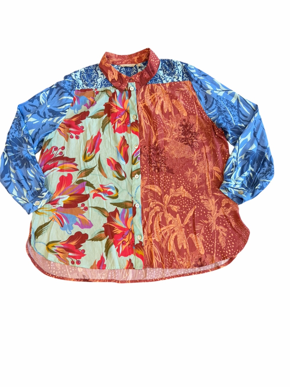 Soft Surroundings Patchwork Botanical Tunic Shirt 2X Boho